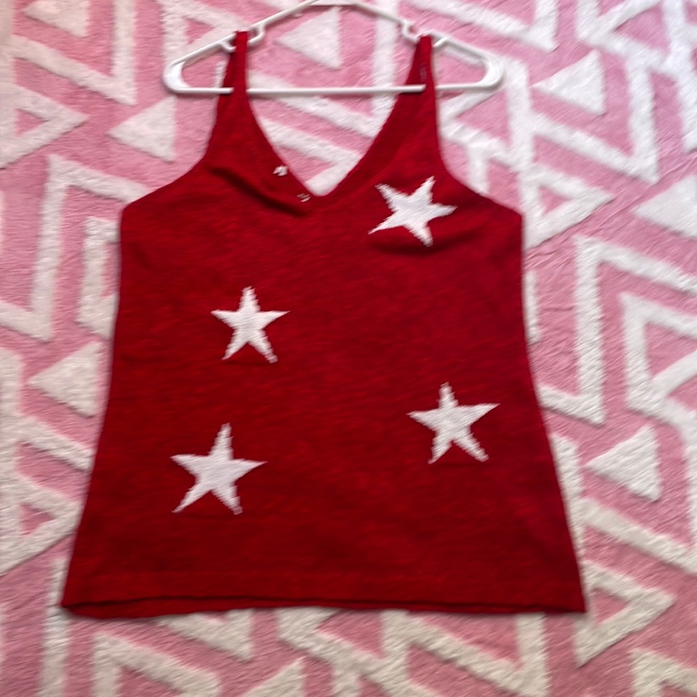 Red and white sweater tank top
